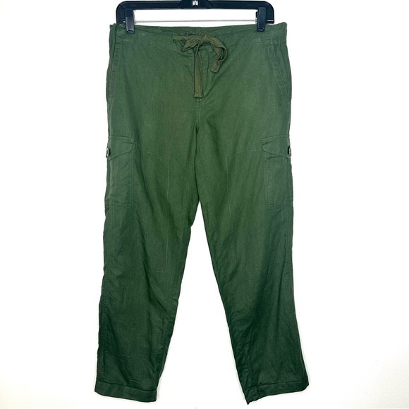 J. Crew Pants - J. Crew Linen Blend Green Cargo Pants for Women Size 2